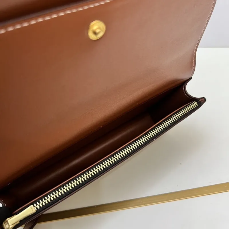 Alternative view of Celine TT852 Monogram Crossbody Satchel Bag Brown Size 20x12x6