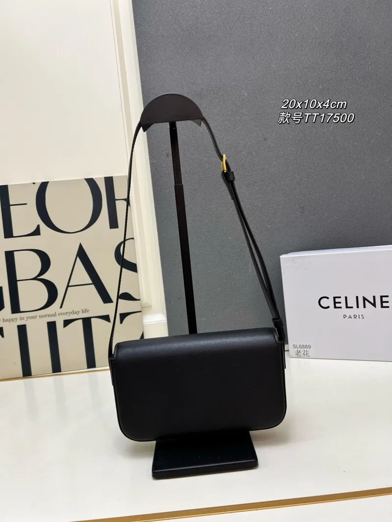 Celine Black Leather Shoulder Bag TT17500