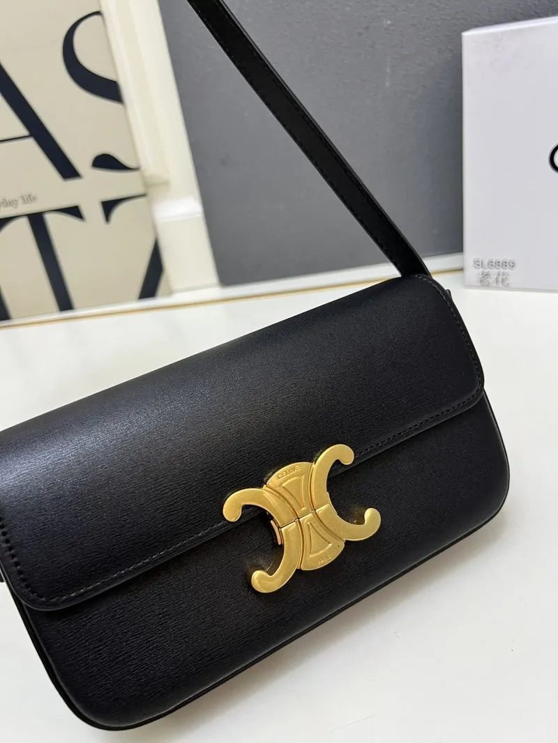 Celine Black Leather Shoulder Bag TT17500 - Image 3
