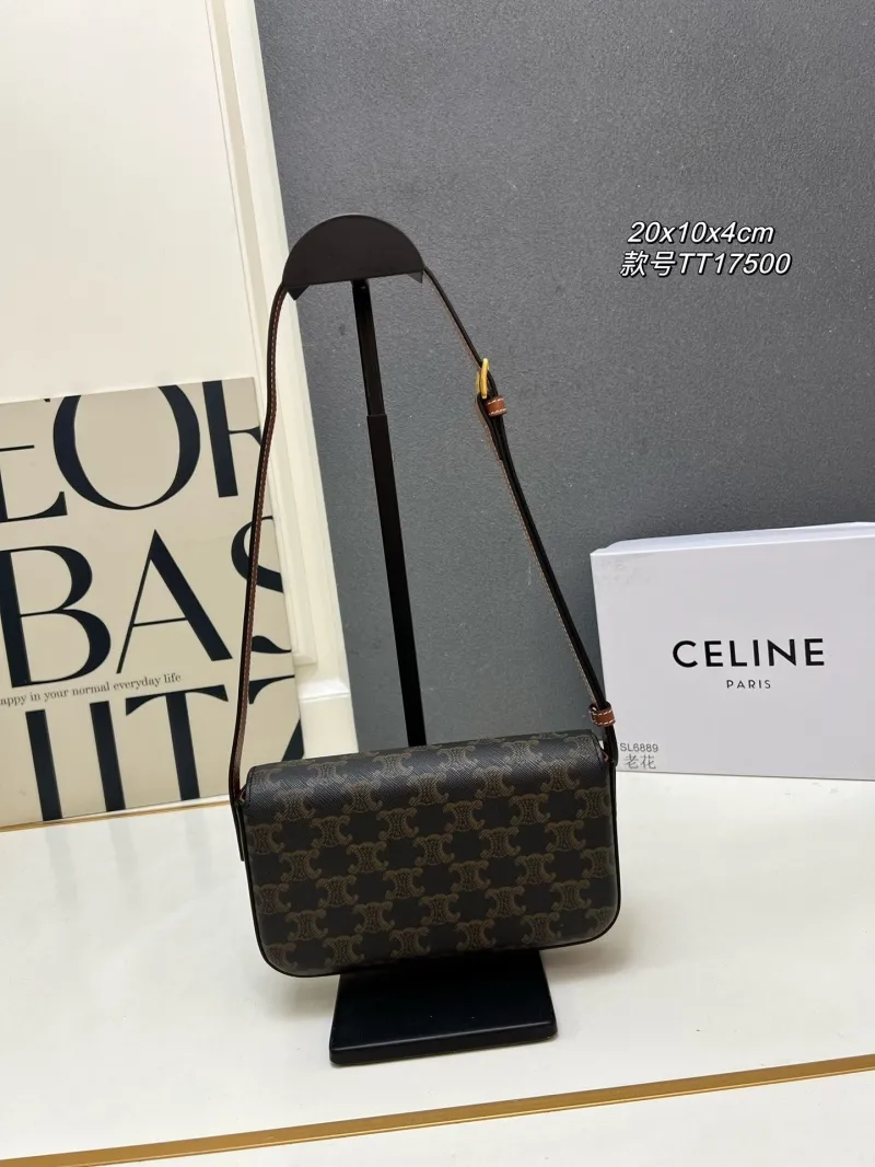 Celine Monogram Dark Brown Shoulder Satchel Bag TT17500