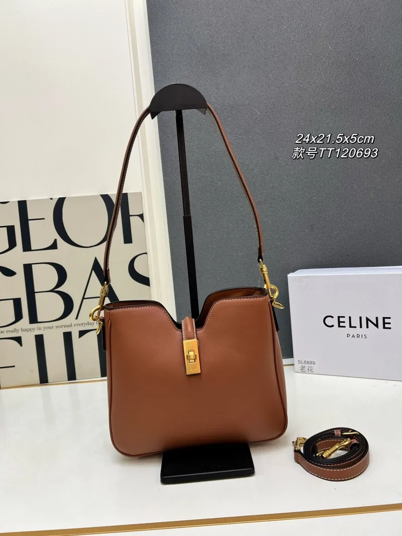 Celine Brown Leather Shoulder Bag TT120693