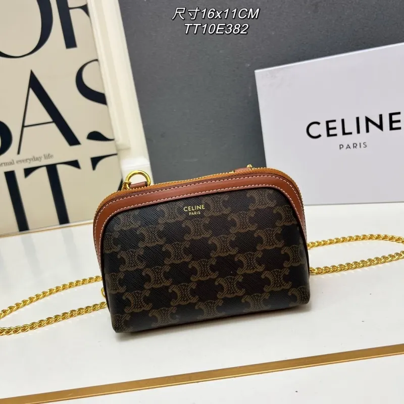 Celine Brown Monogram Chain Crossbody Bag TT10E382