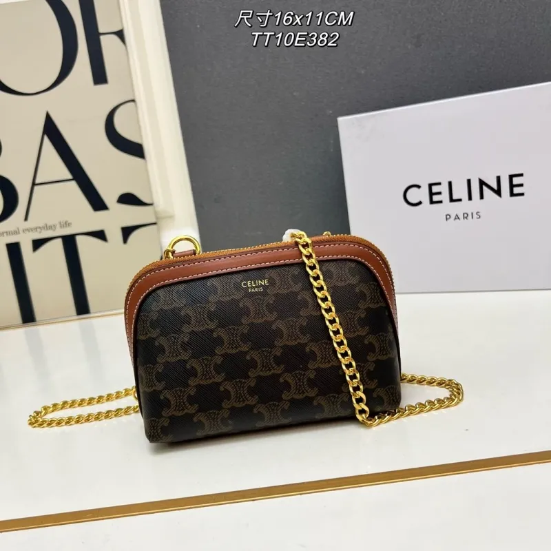Alternative view of Celine Brown Monogram Chain Crossbody Bag TT10E382