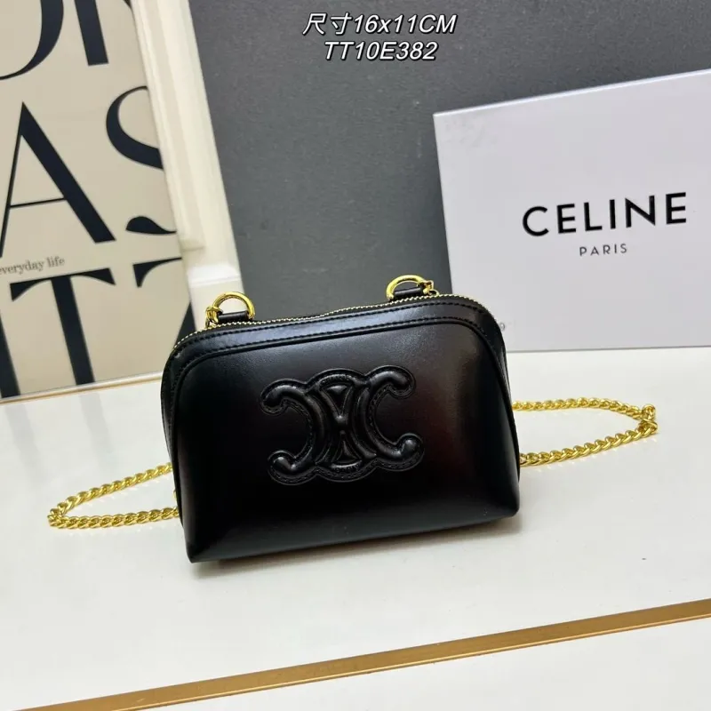 Celine Black Chain Crossbody Bag TT10E382 Size 16x11CM