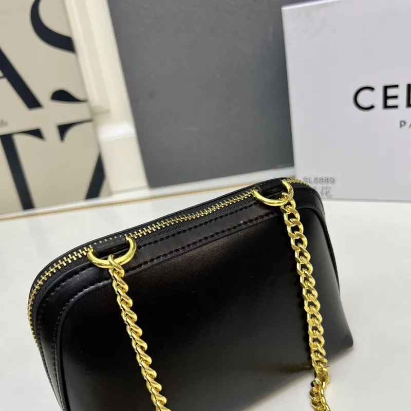 Celine Black Chain Crossbody Bag TT10E382 Size 16x11CM - Image 8