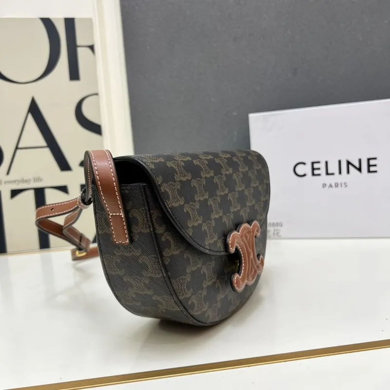 Celine TT6889 Brown Monogram Saddle Crossbody Bag - Image 3