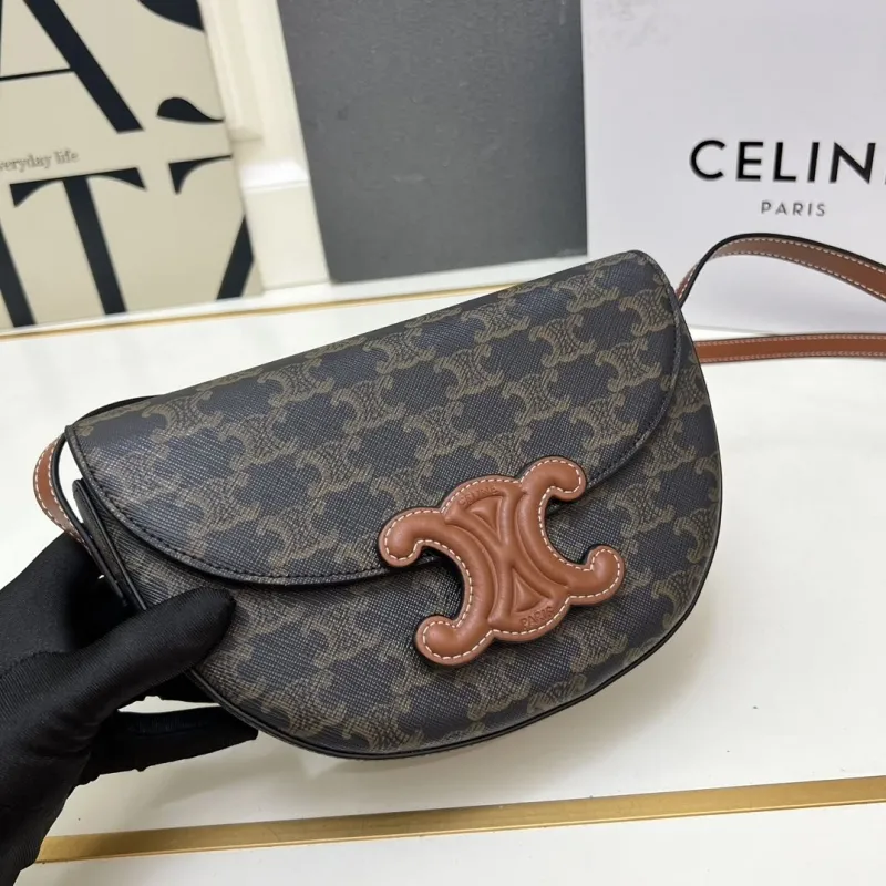 Celine TT6889 Brown Monogram Saddle Crossbody Bag - Image 4
