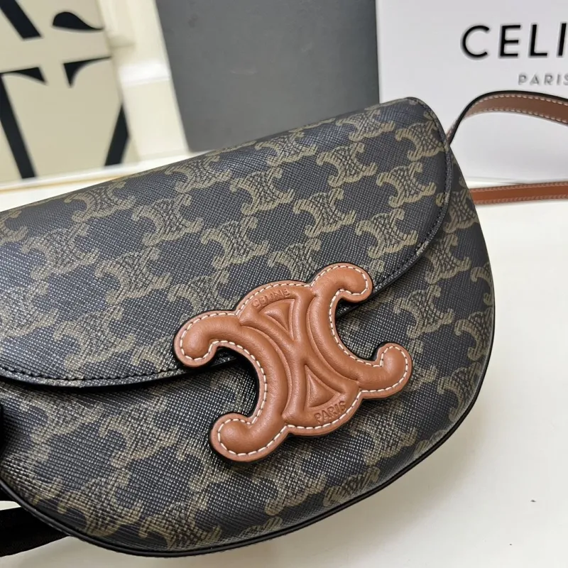 Celine TT6889 Brown Monogram Saddle Crossbody Bag - Image 5