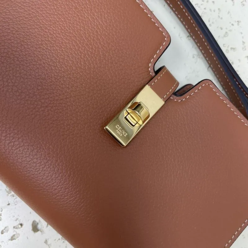 Celine Brown Leather Satchel Crossbody Bag 73 - Image 6