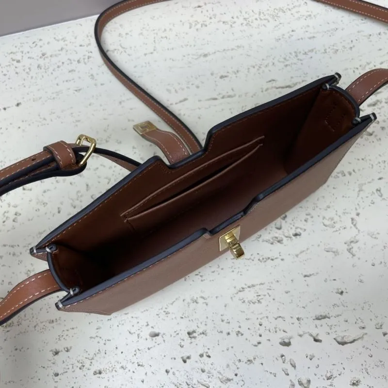 Celine Brown Leather Satchel Crossbody Bag 73 - Image 7