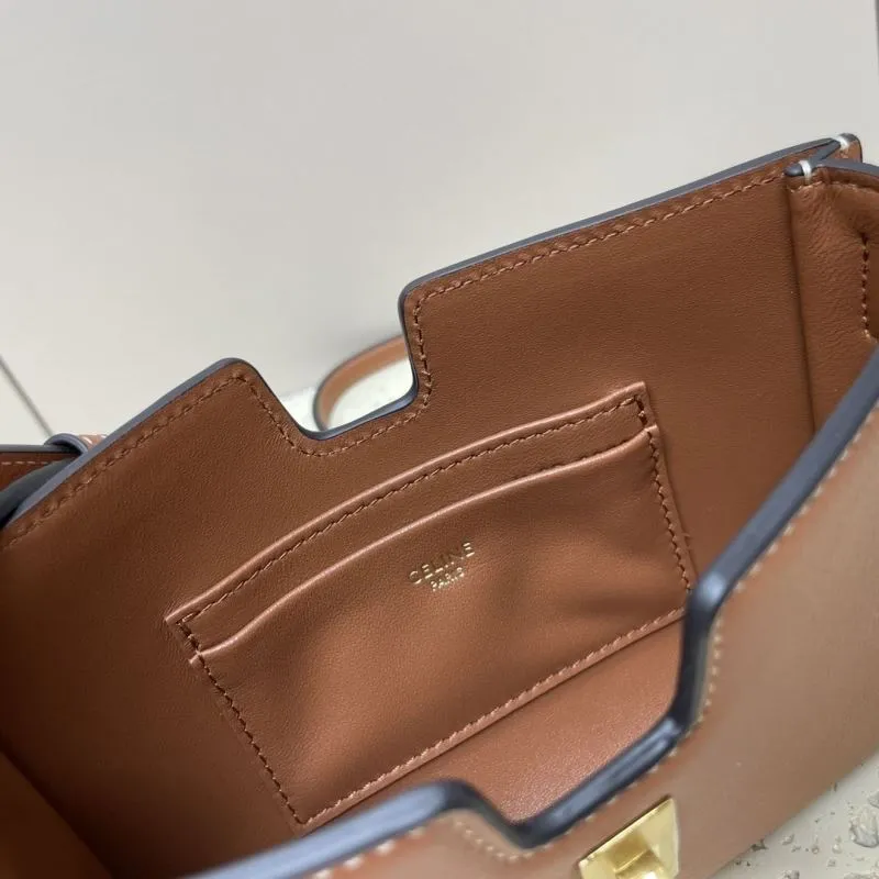 Celine Brown Leather Crossbody Satchel Bag - Image 8