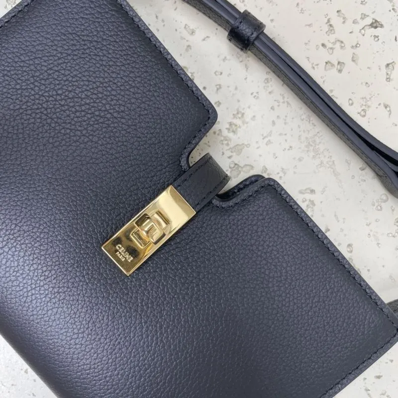 Celine Black Leather Crossbody Satchel Bag - Image 3
