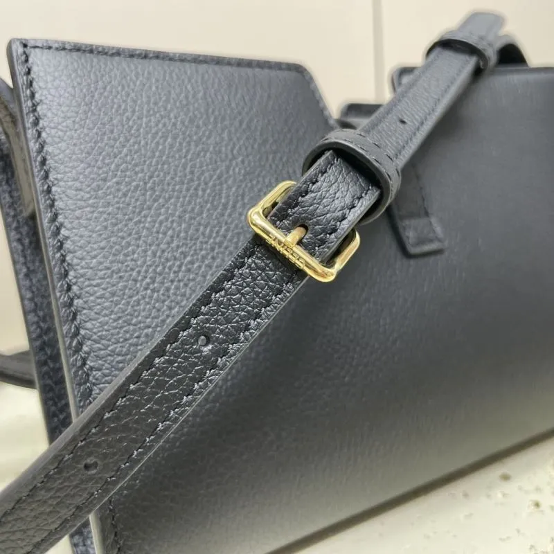 Celine Black Leather Crossbody Satchel Bag - Image 6
