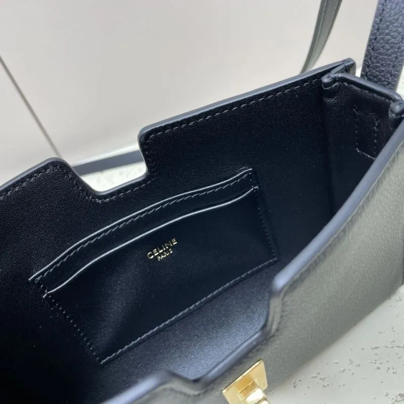 Celine Black Leather Crossbody Satchel Bag - Image 9