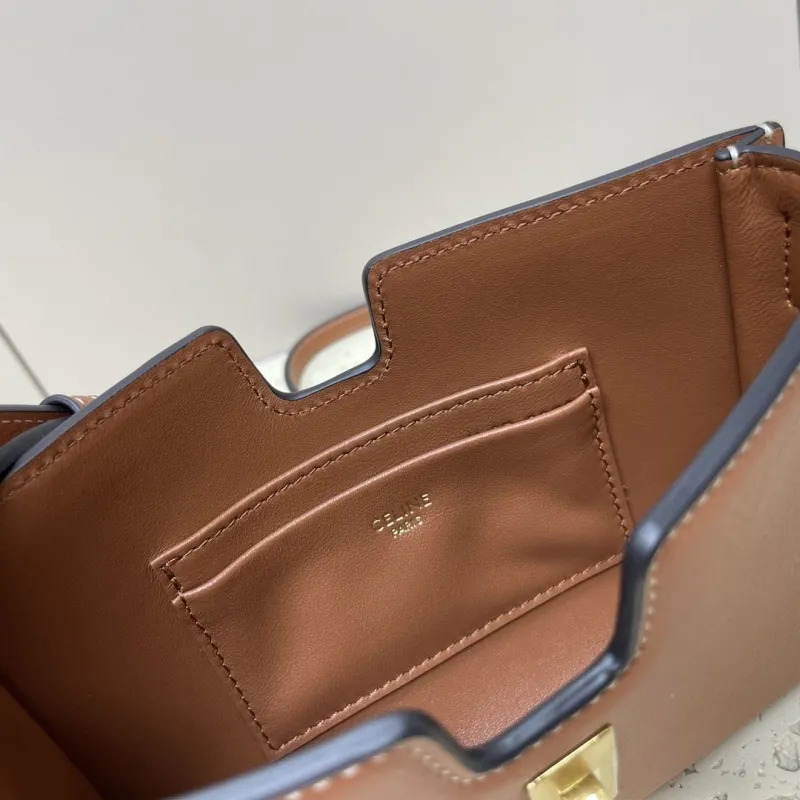 Celine Brown Leather Crossbody Satchel Bag - Image 8