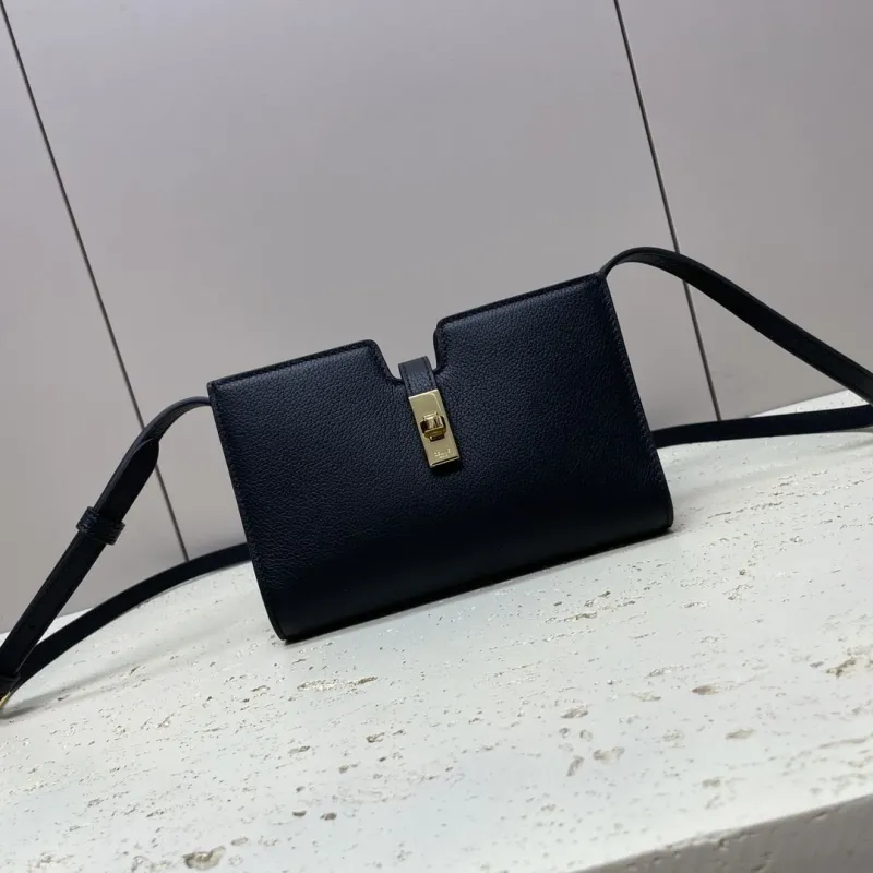 Celine Black Leather Crossbody Satchel Bag