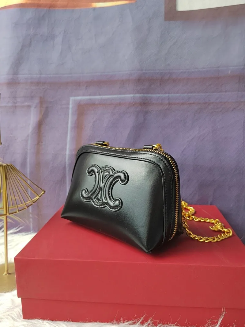 Celine Black Leather Crossbody Satchel Bag - Image 3