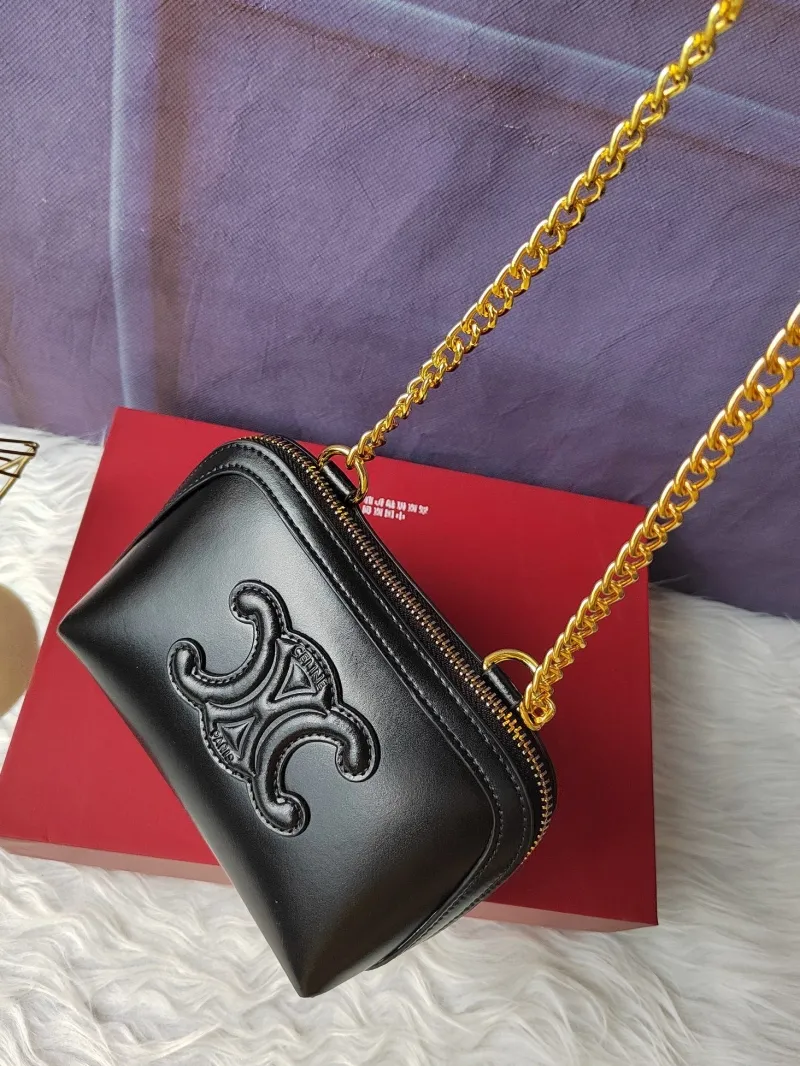 Celine Black Leather Crossbody Satchel Bag - Image 5