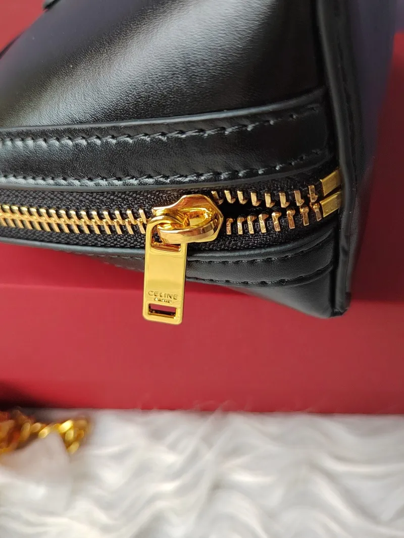 Celine Black Leather Crossbody Satchel Bag - Image 8