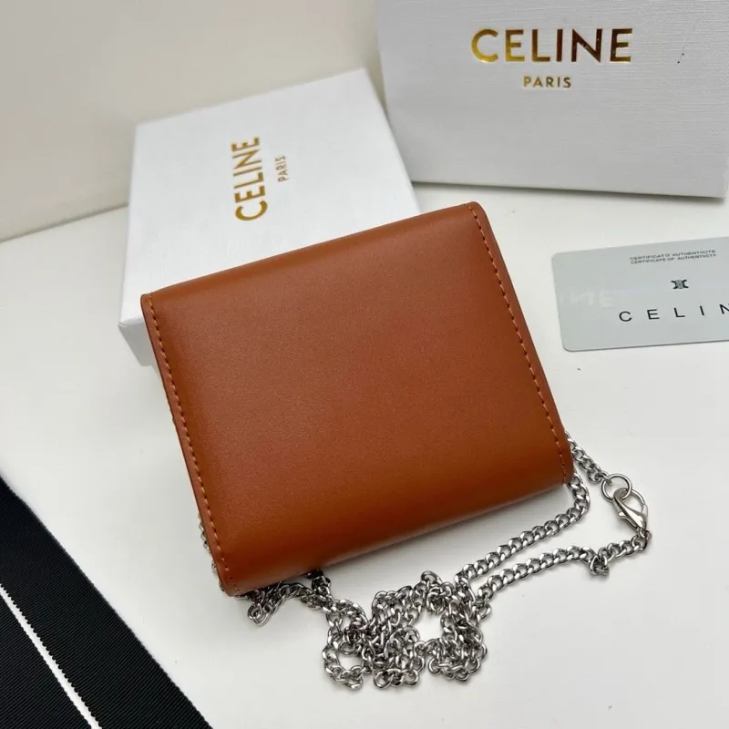 Celine Brown Mini Chain Wallet - Image 3