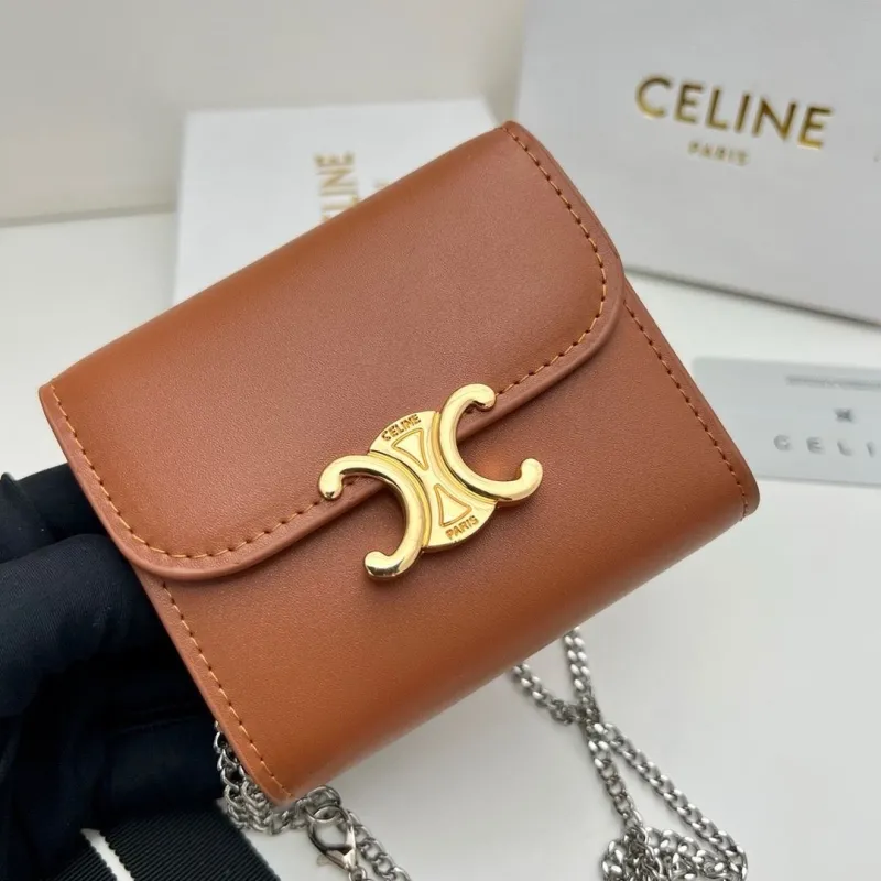 Celine Brown Mini Chain Wallet - Image 4