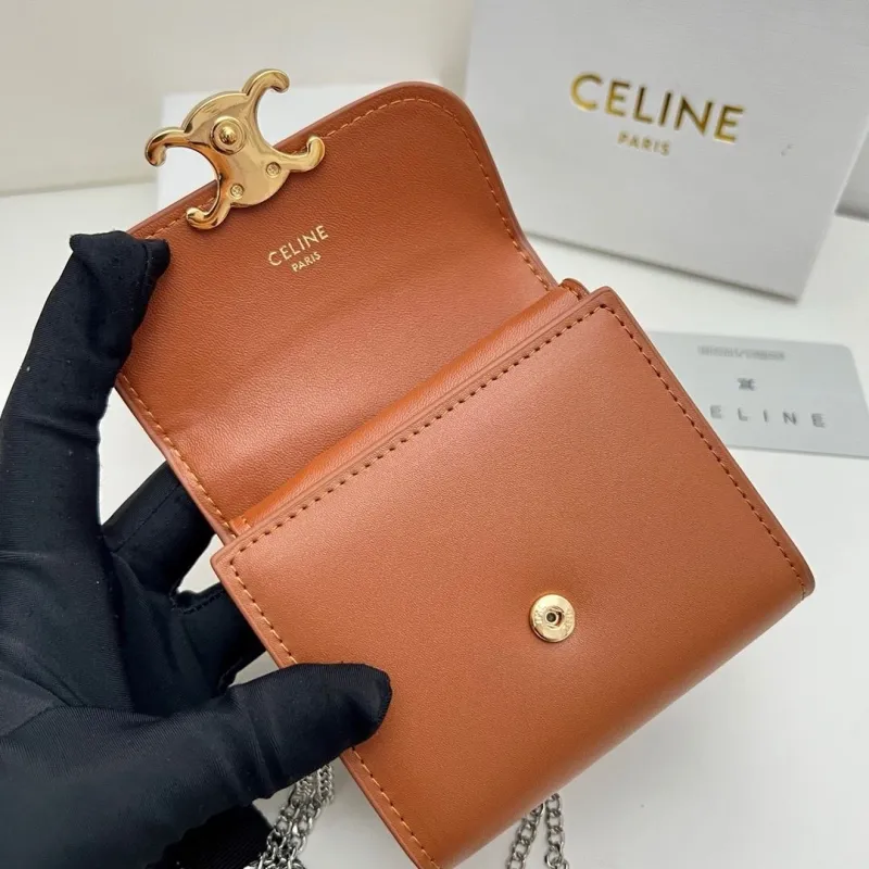 Celine Brown Mini Chain Wallet - Image 5