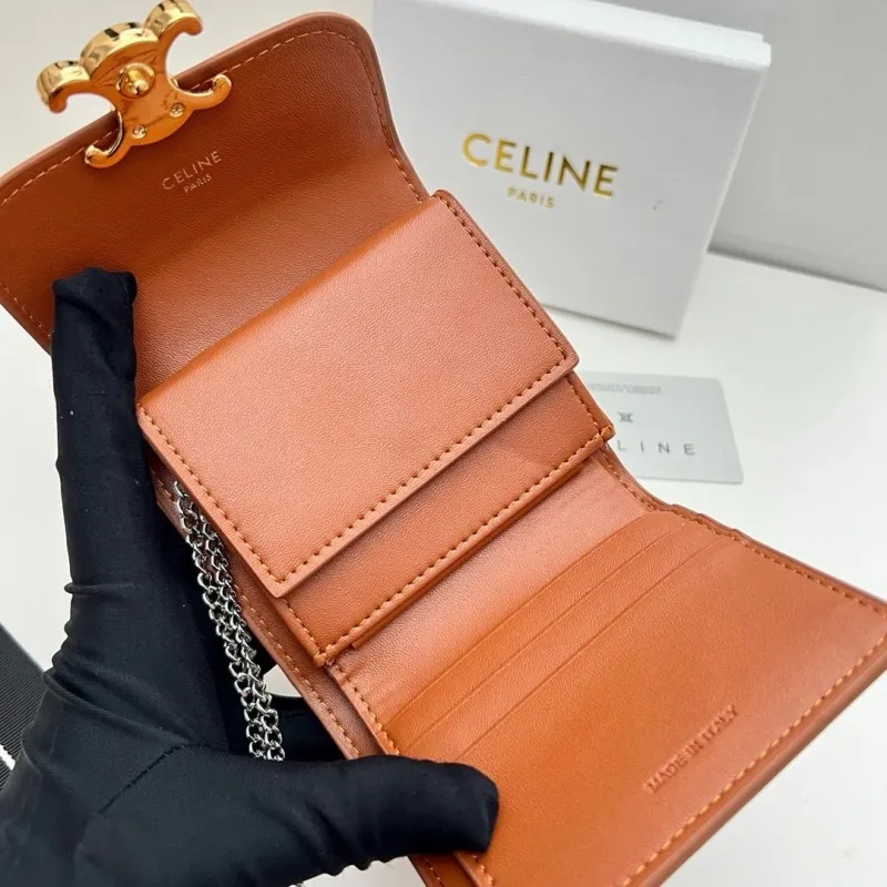 Celine Brown Mini Chain Wallet - Image 6