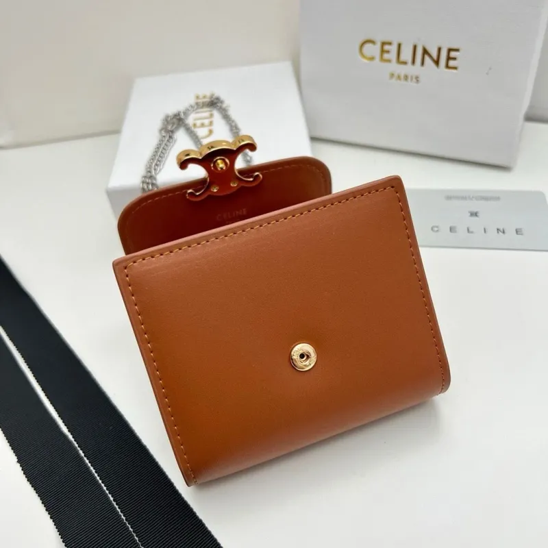 Celine Brown Mini Chain Wallet - Image 8