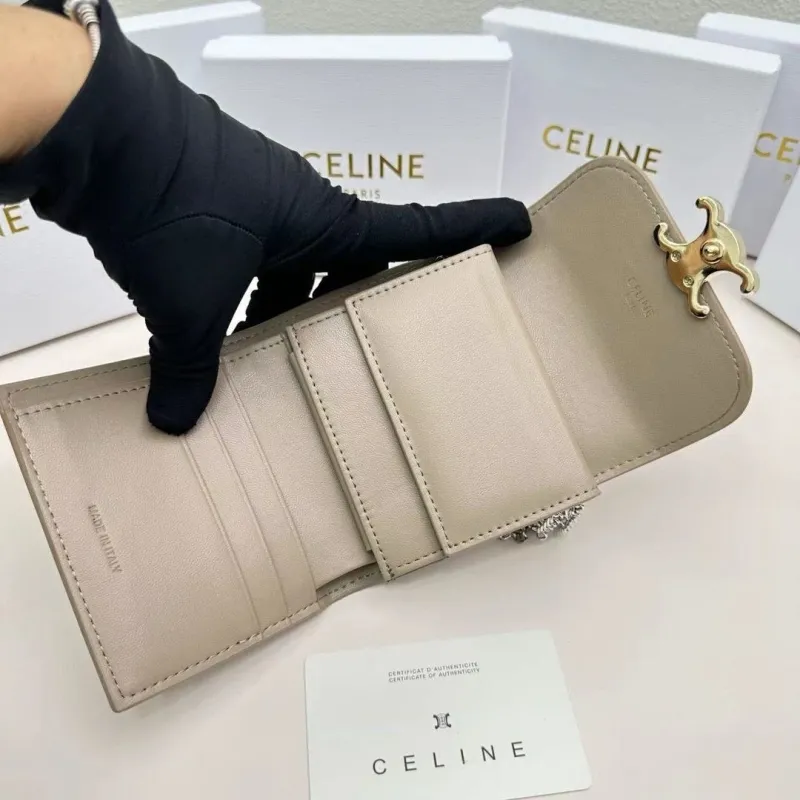 Celine Taupe Mini Chain Wallet - Image 7