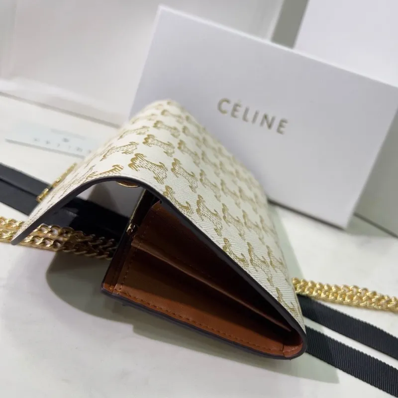 Celine White Gold Monogram Chain Wallet Bag 108 - Image 3