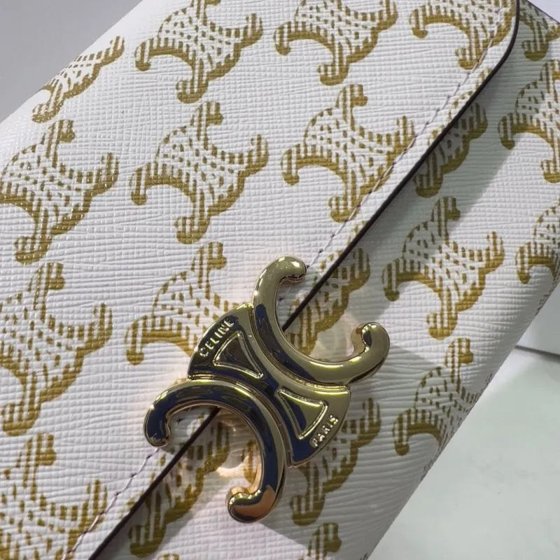 Celine White Gold Monogram Chain Wallet Bag 108 - Image 5