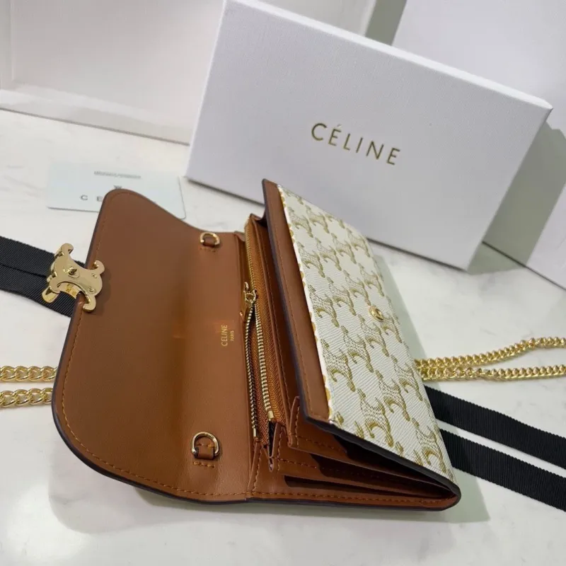 Celine White Gold Monogram Chain Wallet Bag 108 - Image 8