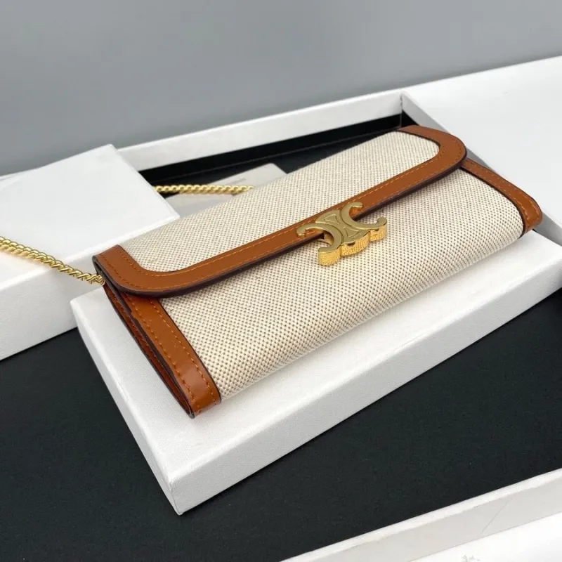 Celine Beige Canvas Chain Crossbody Bag 110 - Image 7