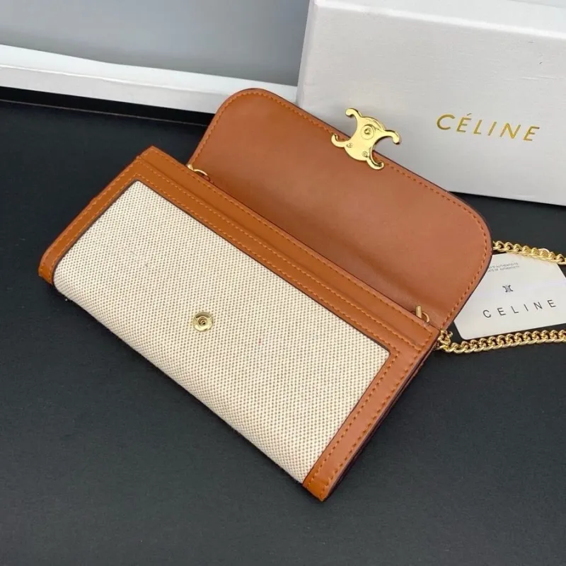 Celine Beige Canvas Chain Crossbody Bag 110 - Image 8