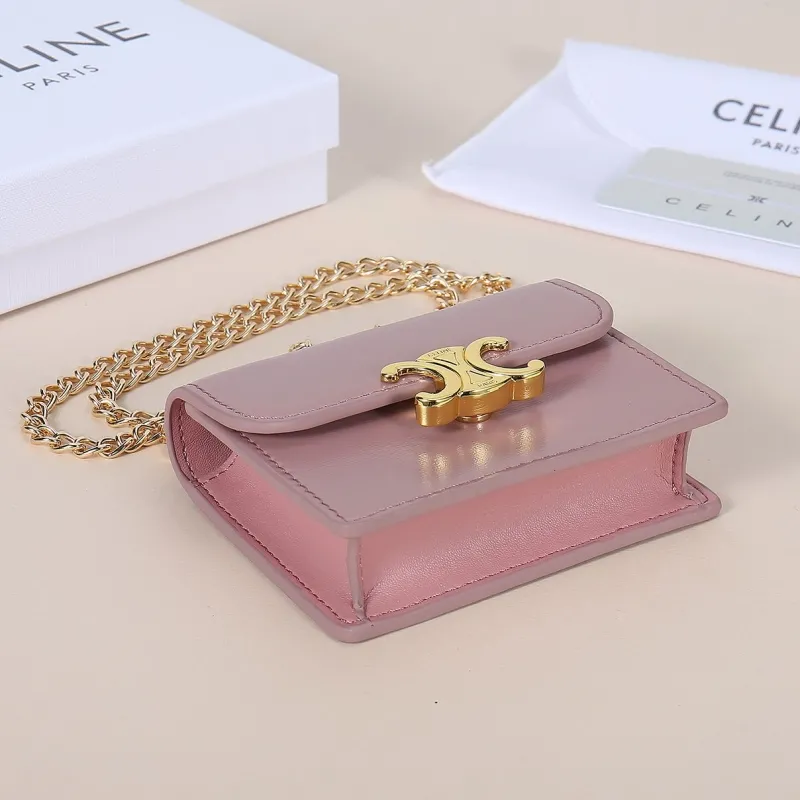 Celine Pink Mini Chain Crossbody Satchel Bag - Image 3