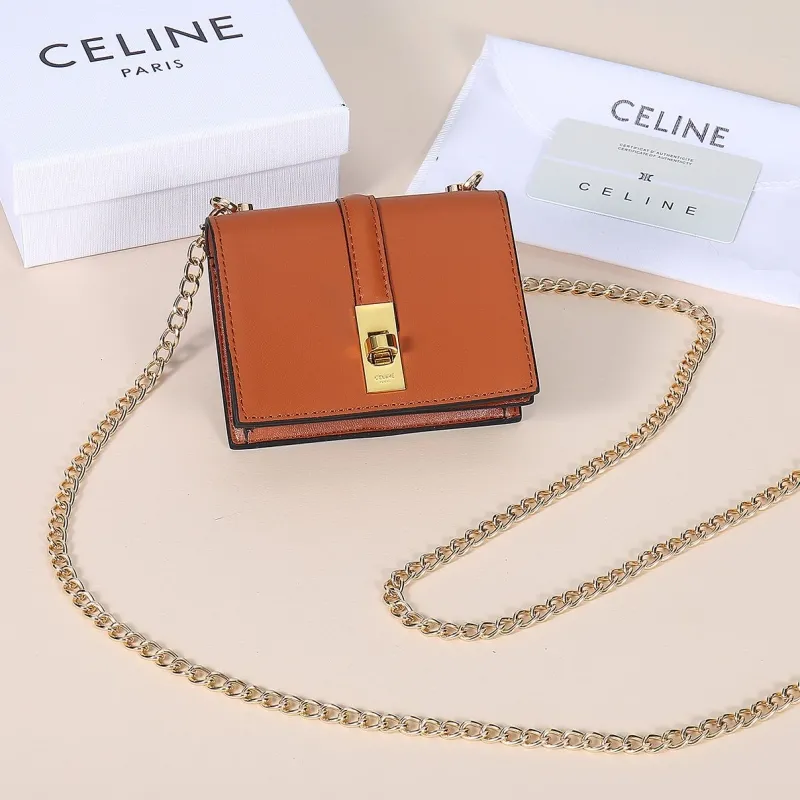 Celine Brown Mini Chain Crossbody Bag