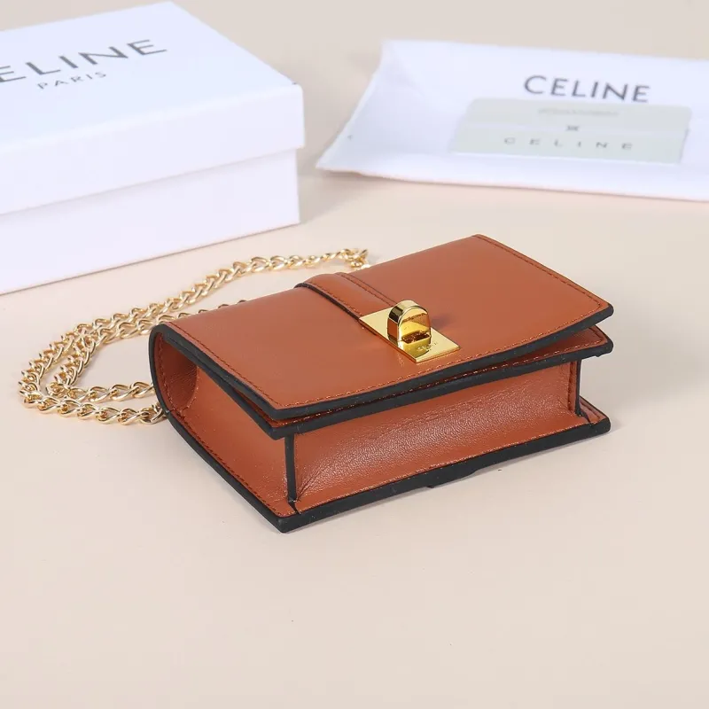 Celine Brown Mini Chain Crossbody Bag - Image 3