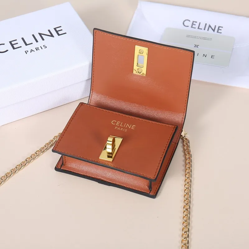 Celine Brown Mini Chain Crossbody Bag - Image 4