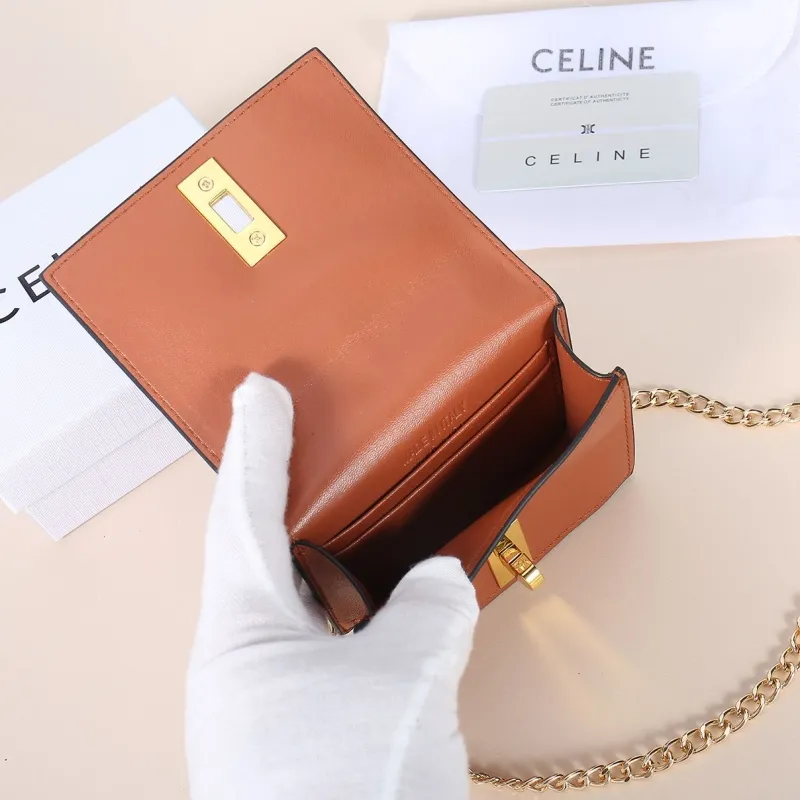 Celine Brown Mini Chain Crossbody Bag - Image 5