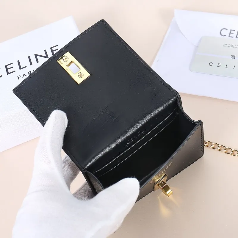 Celine Black Mini Chain Crossbody Bag - Image 5