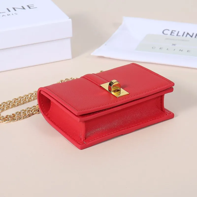 Celine Red Mini Chain Satchel Bag - Image 3