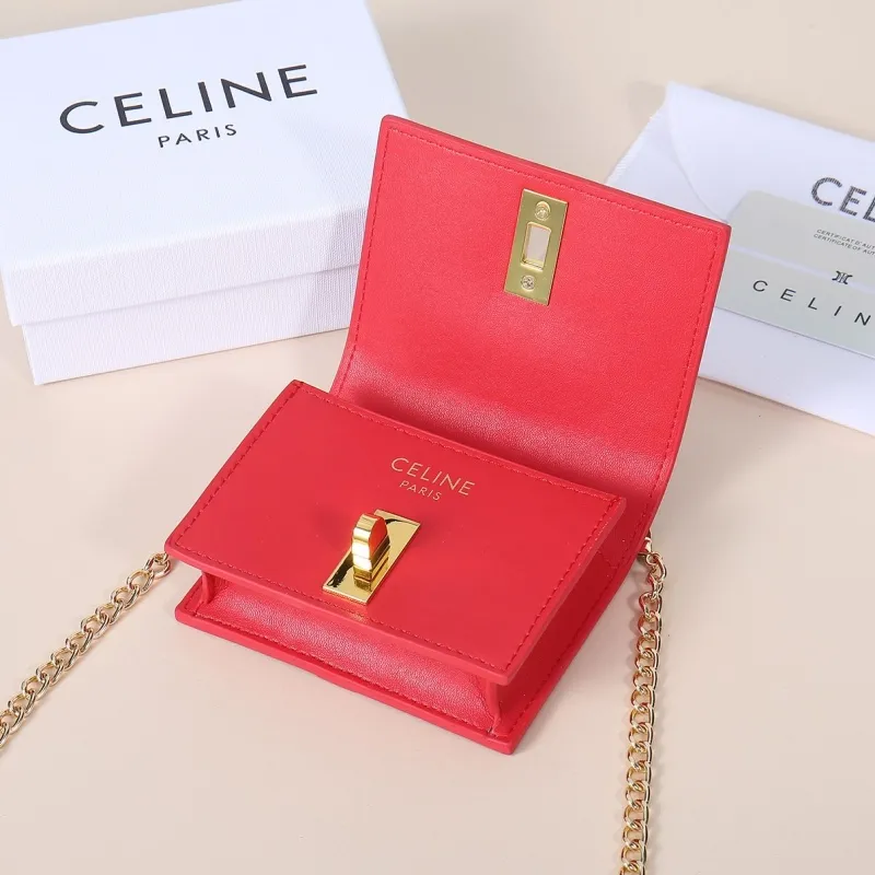 Celine Red Mini Chain Satchel Bag - Image 4