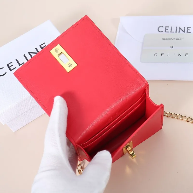 Celine Red Mini Chain Satchel Bag - Image 5