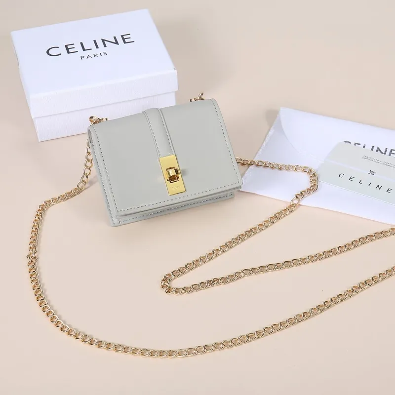 Celine Light Gray Mini Chain Crossbody Bag