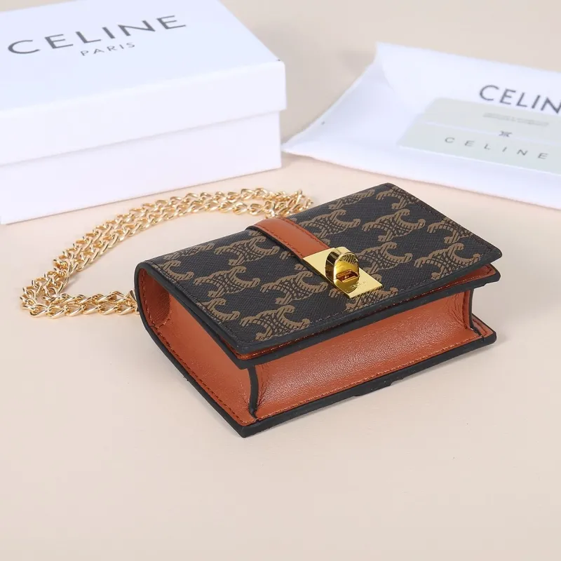 Celine Brown Monogram Mini Chain Crossbody Bag - Image 3