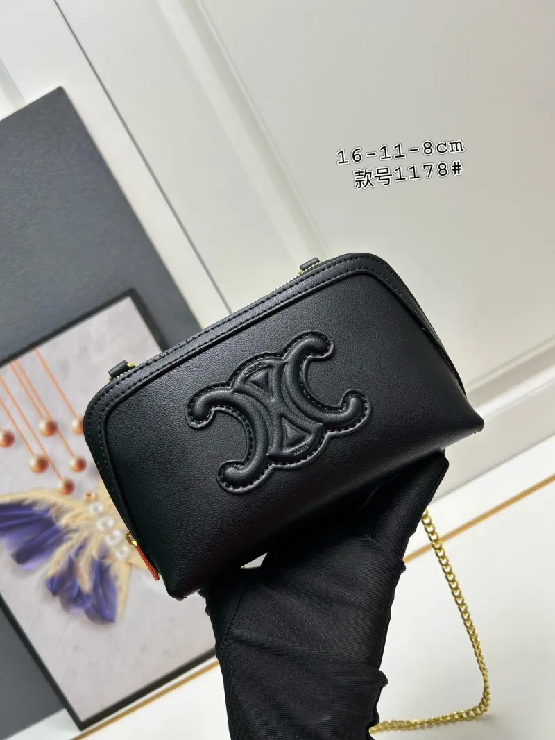 Celine Black Chain Crossbody Satchel Bag Style 1178 16-11-8cm