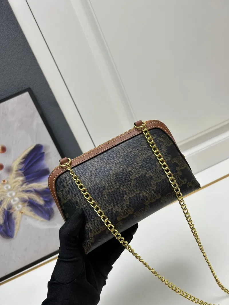Celine 1178 Dark Brown Chain Satchel Bag - Image 6