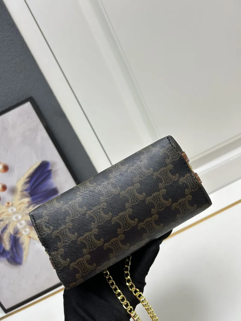 Celine 1178 Dark Brown Chain Satchel Bag - Image 10