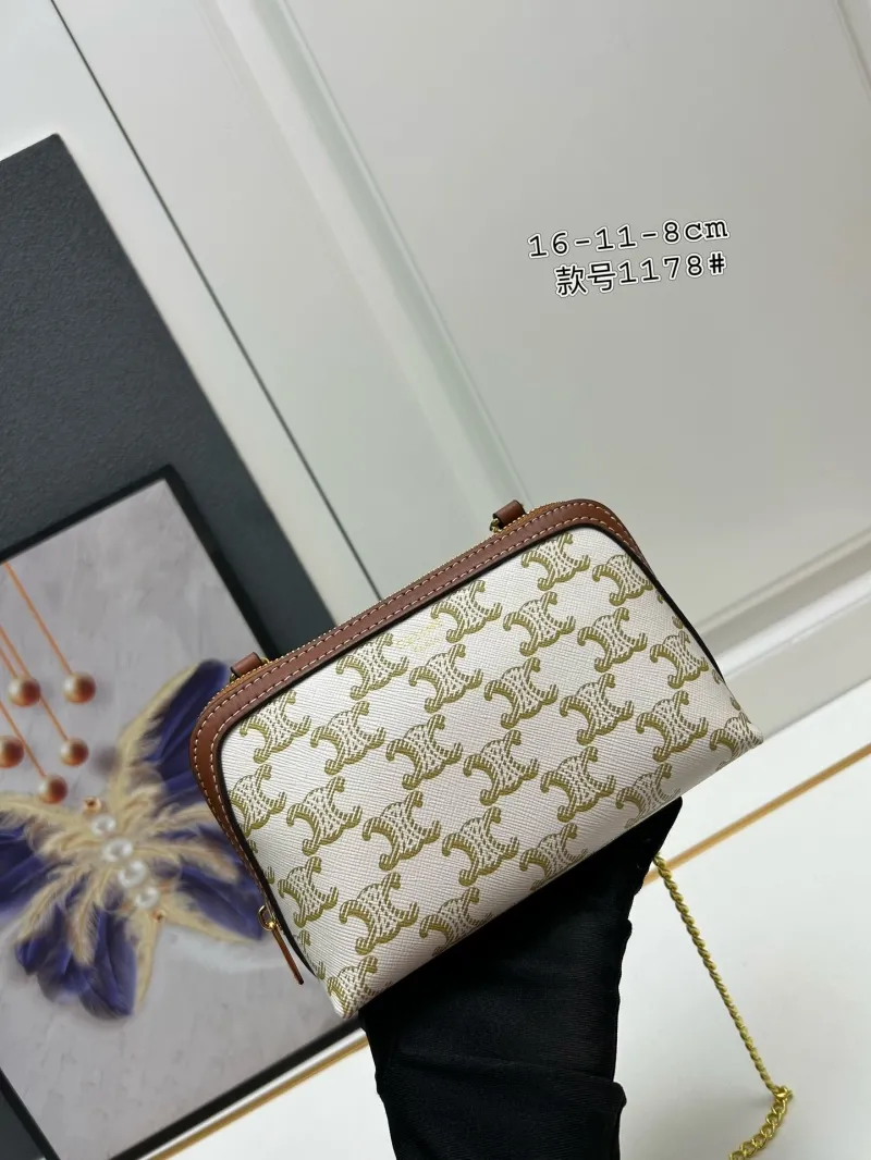 Celine Monogram Crossbody Bag 1178 White Brown