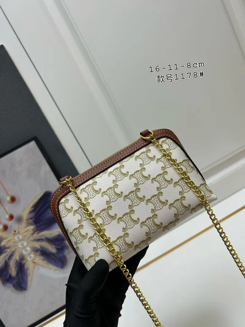 Alternative view of Celine Monogram Crossbody Bag 1178 White Brown